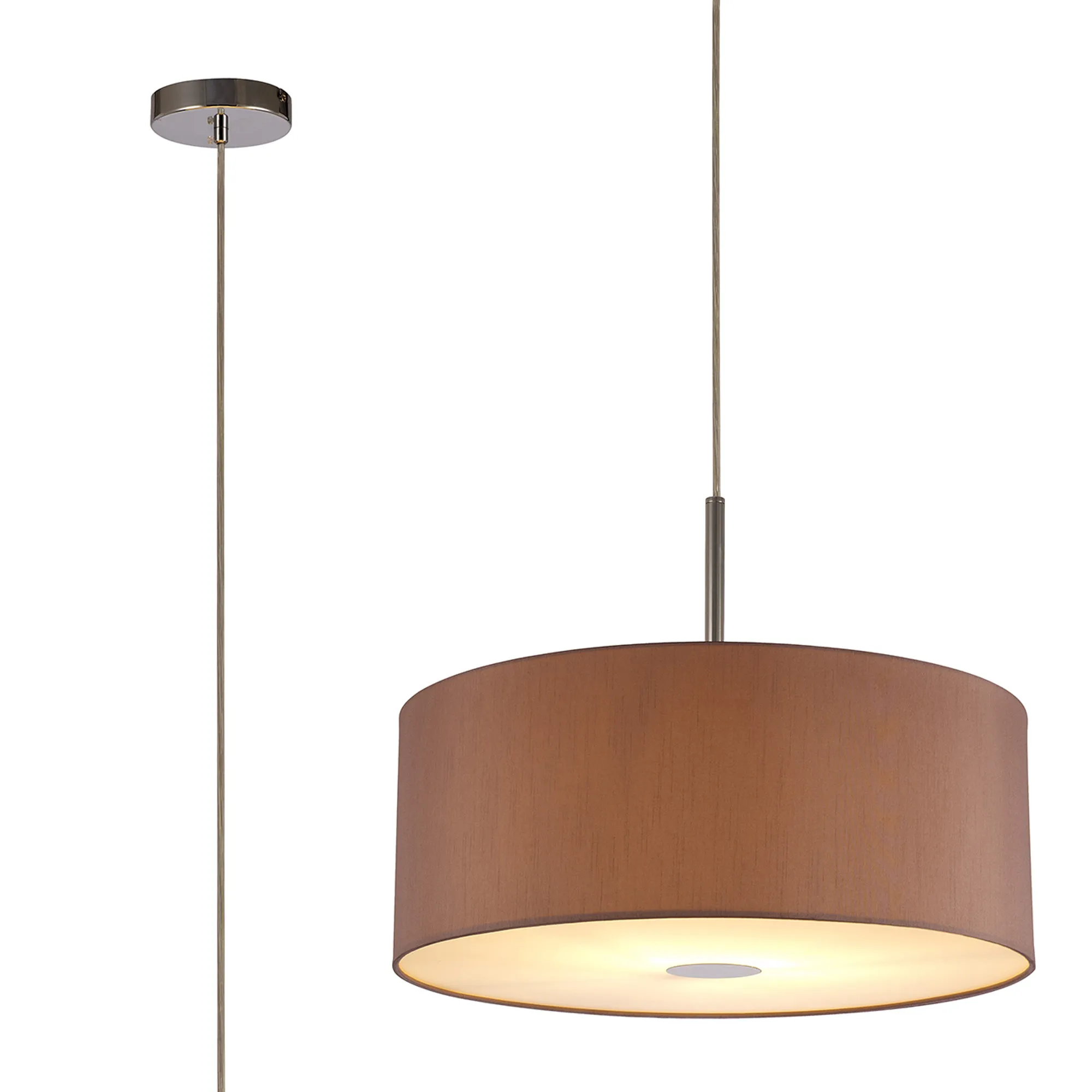 Baymont 50cm Pendant 1 Light Polished Chrome, Taupe/Halo Gold, Frosted Diffuser